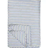 IB Laursen Quilts & Bettwäsche|Decken & Plaids-Quilt blau mit weißen und braunen Streifen