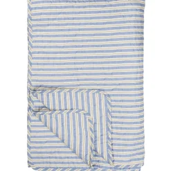 IB Laursen Quilts & Bettwäsche|Decken & Plaids-Quilt blau mit weißen und braunen Streifen