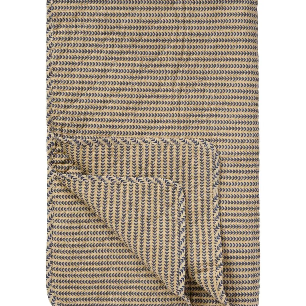IB Laursen Herbstdeko|Decken & Plaids-Quilt braun mit dunkelblauen Stängeln