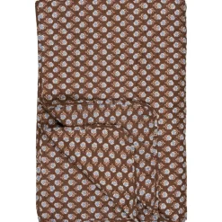 IB Laursen Quilts & Bettwäsche|Decken & Plaids-Quilt dunkelbraun-blau mit Blumenmuster