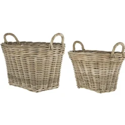 IB Laursen Körbe-Rattan Korbsatz oval mit Henkeln