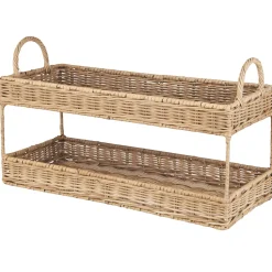 IB Laursen Gartendekoration|Dekotabletts & Dekoteller-Tablett mit 2 Etagen aus Rattan