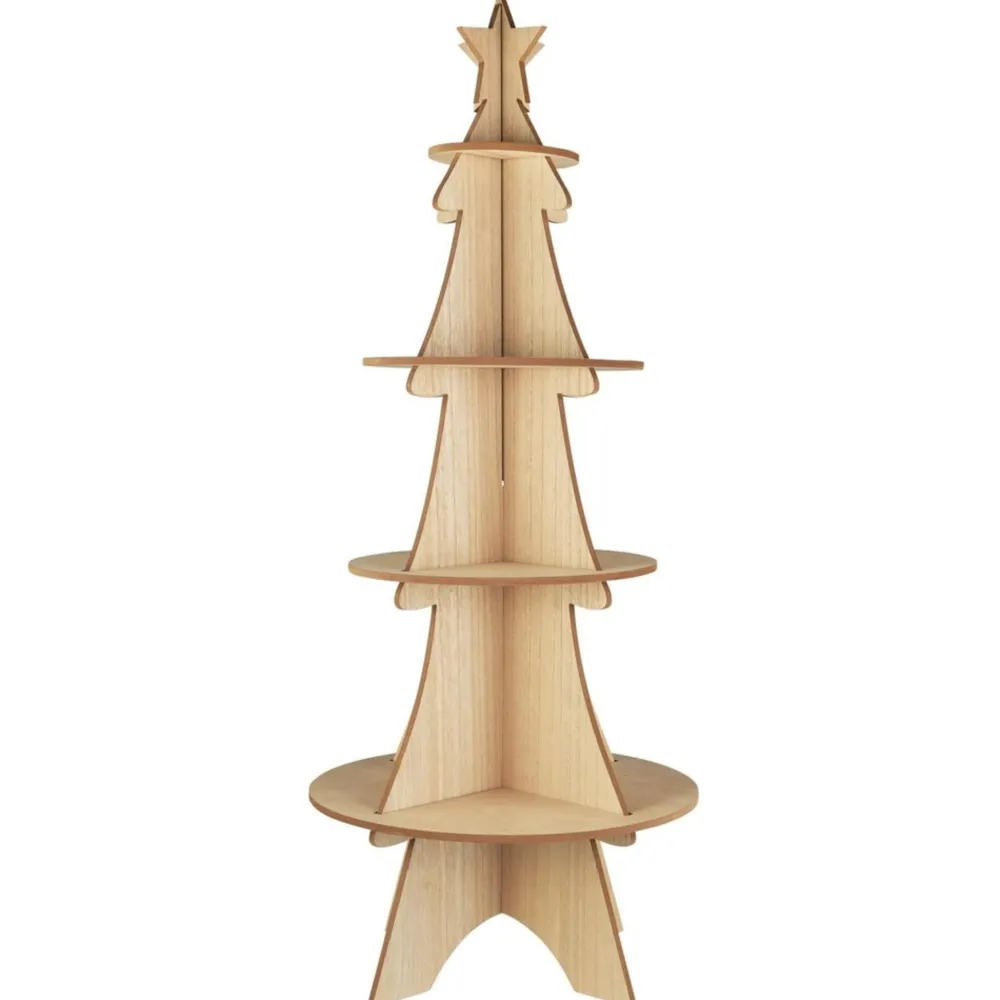 IB Laursen Weihnachtsdeko|Etageren & Kuchenplatten-Tannenbaum Display mit 4 Ablagen aus Holz