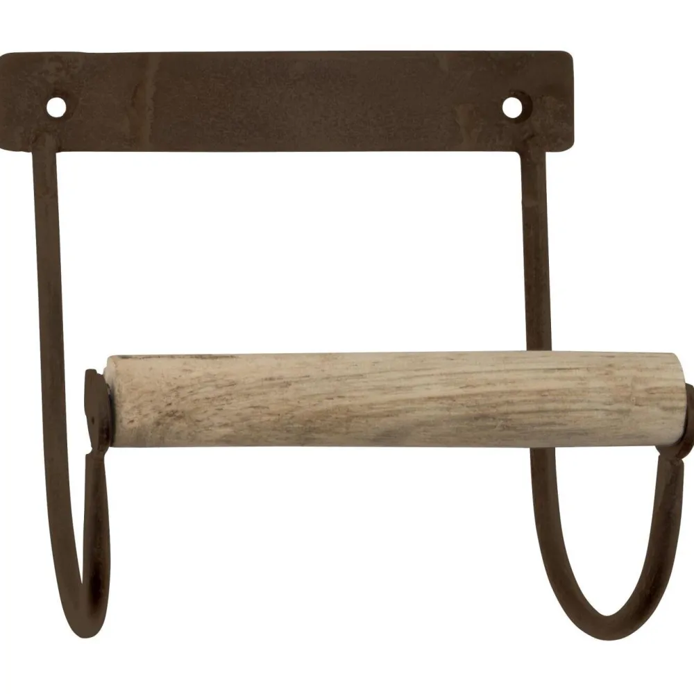 IB Laursen Altum Wellness Shop|Toilettenzubehör-Toilettenpapierhalter aus Metall mit Holzrolle