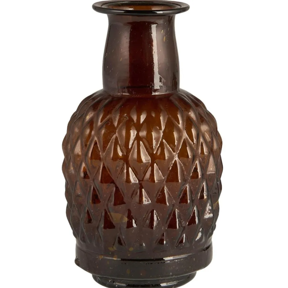 IB Laursen Vasen-Vase mit langem Hals Karomuster mundgeblasen