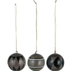 IB Laursen Weihnachtsdeko-Weihnachtskugel 3er-Set aus Pappmaché