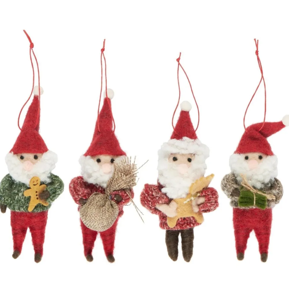 IB Laursen Weihnachtsdeko-Wichtelmännchen 4er-Set Aufhänger aus Filz