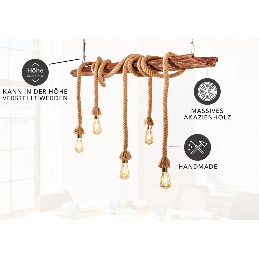 Invicta Deckenlampen-Pendelleuchte Seven Seas, recyceltes Akazienholz