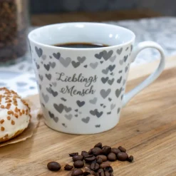 Krasilnikoff Becher, Tassen & Cups|Geschirr & Tischdeko Skandinavisch-Happy Cup Lieblings Mensch, grau