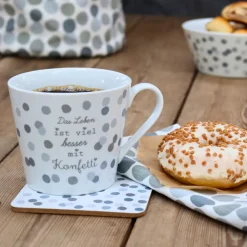Krasilnikoff Becher, Tassen & Cups|Geschirr & Tischdeko Skandinavisch-Happy Cup Tasse Das Leben ist viel besser mit Konfetti