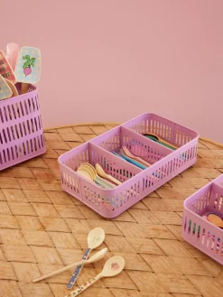 RICE Körbe|Besteck-Besteck Korb aus Metall, pink