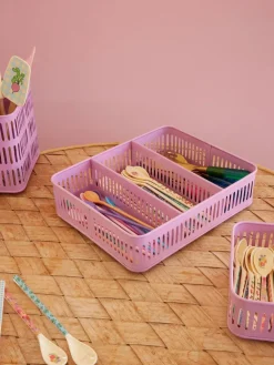 RICE Körbe|Besteck-Besteck Korb aus Metall, pink