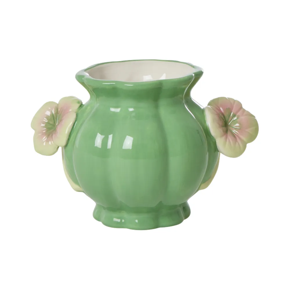 RICE Vasen-Handbemalte Keramik Vase mit Blumenhenkel