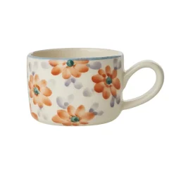 RICE Becher, Tassen & Cups|Geschirr & Tischdeko Skandinavisch-Keramik Cappuccino Tasse Blumen Orange