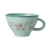 RICE Geschirr & Tischdeko Skandinavisch|Becher, Tassen & Cups-Keramik Teetasse Handbemalt Blume Mint