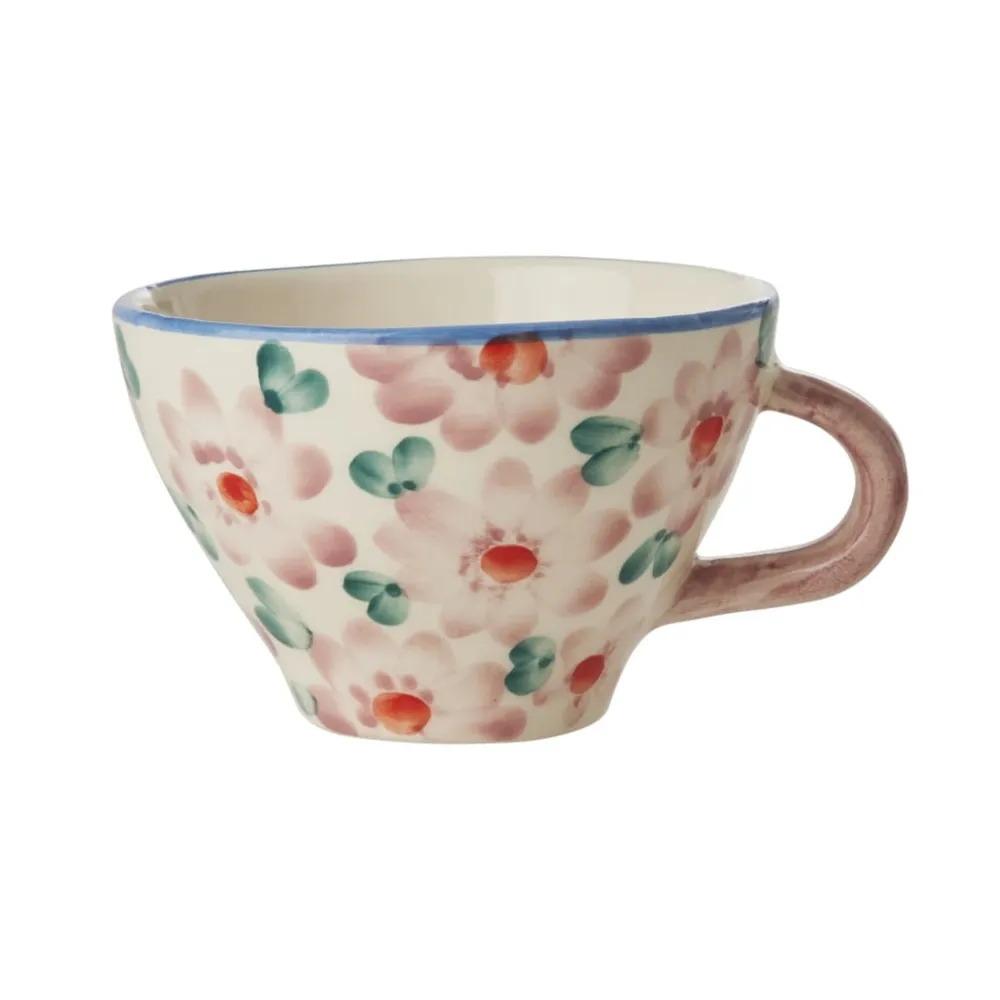 RICE Geschirr & Tischdeko Skandinavisch|Becher, Tassen & Cups-Keramik Teetasse mit Handgemalten Blumen