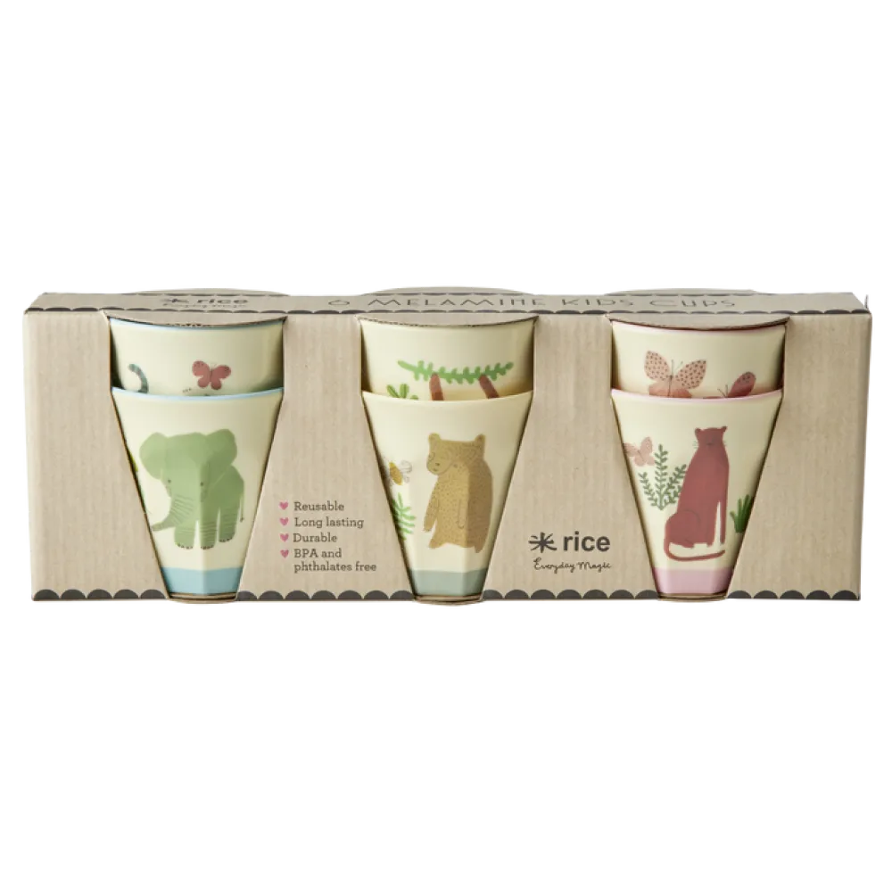 RICE Becher, Tassen & Cups|Geschirr & Tischdeko Skandinavisch-Kleine Melamin Becher Sweet Jungle Print - 6er Set