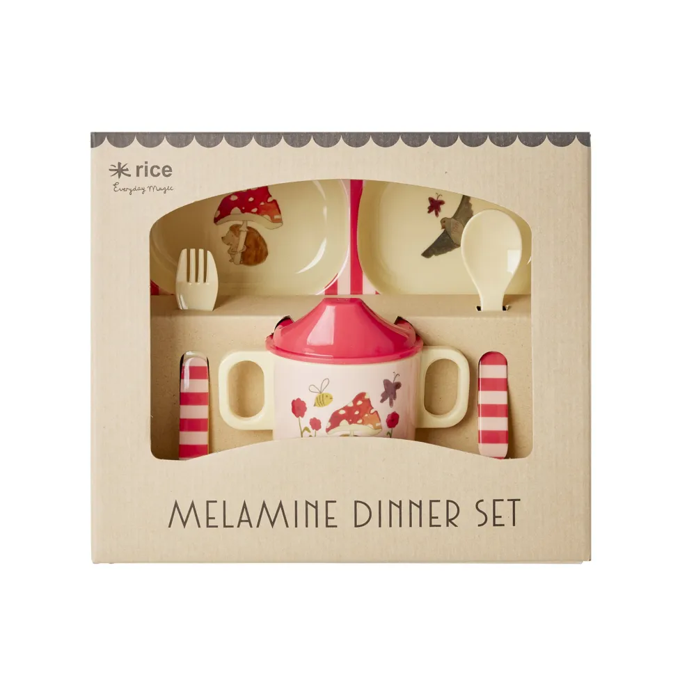 RICE Geschirr & Tischdeko Skandinavisch-Melamin Baby Geschirr-Set Happy Forest