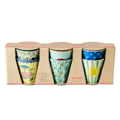 RICE Becher, Tassen & Cups|Geschirr & Tischdeko Skandinavisch-Melamin Becher 6er-Set Funky Prints Blau