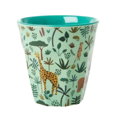 RICE Kindergeschirr-Melamin Kinder Becher Medium Jungle Animals All Over