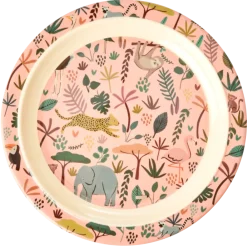 RICE Kindergeschirr-Melamin Kinderteller Jungle Animals All Over