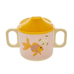 RICE Kindergeschirr-Melamin Schnabeltasse Goldfish Print