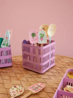 RICE Körbe|Besteck-Metall Korb quadratisch pink