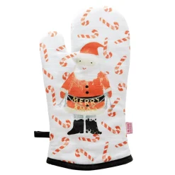 RICE Schürzen & Ofenhandschuhe|Weihnachtsdeko-Ofenhandschuh Santa and Candy Cane aus Baumwolle