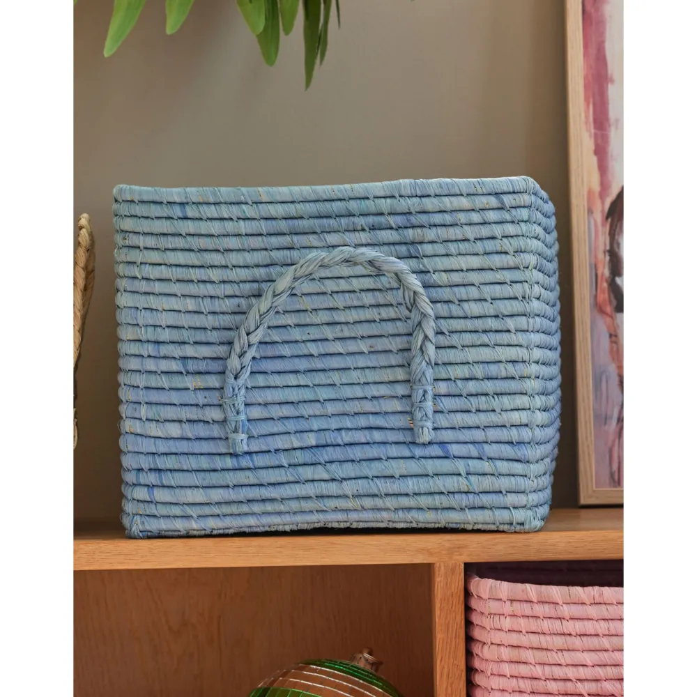 RICE Körbe-Quadratischer Raffia Aufbewahrungskorb