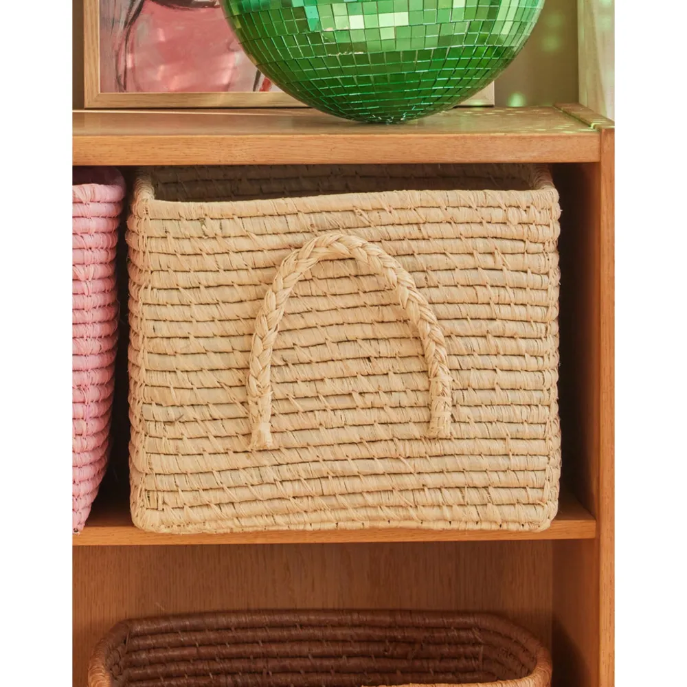 RICE Körbe-Quadratischer Raffia Aufbewahrungskorb