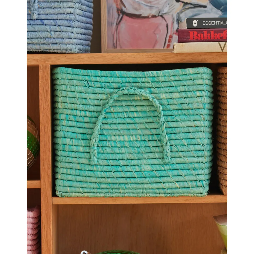 RICE Körbe-Quadratischer Raffia Aufbewahrungskorb