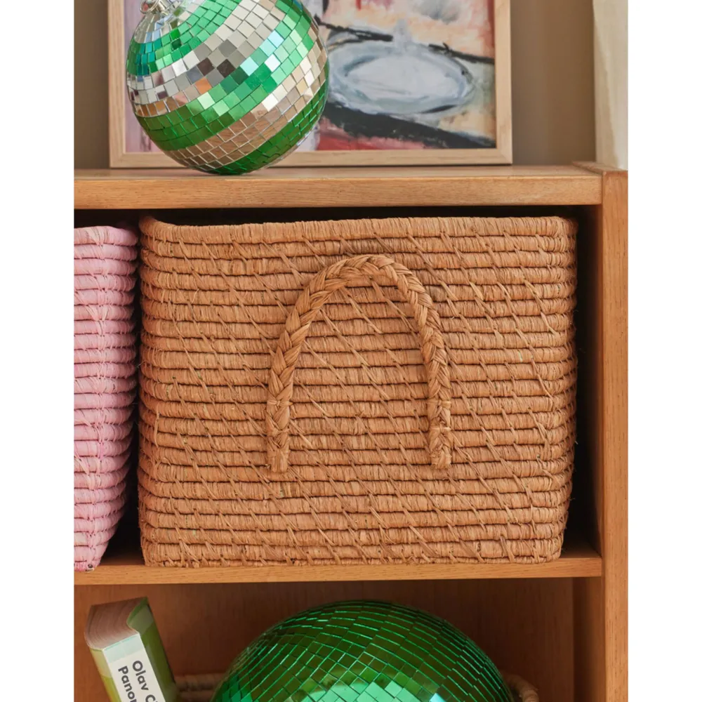 RICE Körbe-Quadratischer Raffia Aufbewahrungskorb