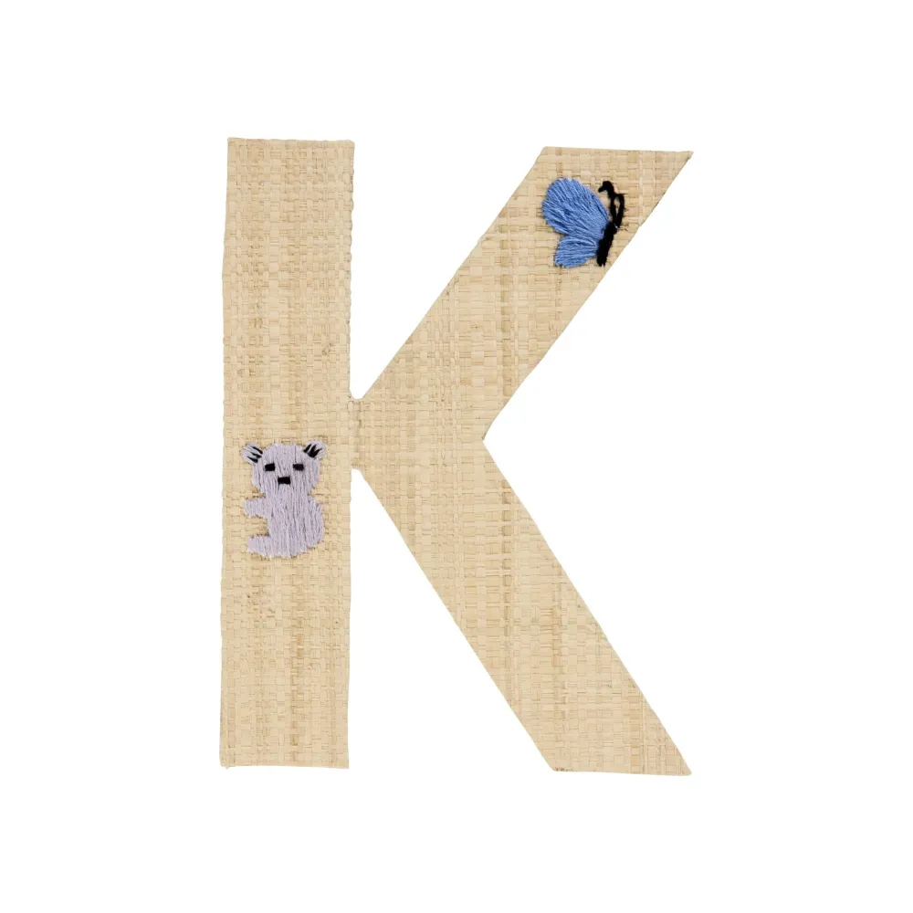 RICE Körbe-Raffia Buchstaben Sticker