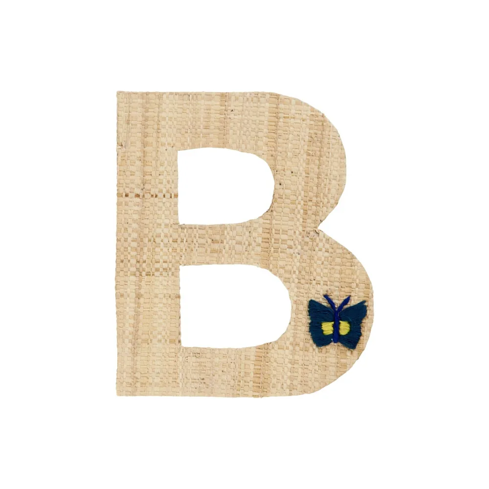 RICE Körbe-Raffia Buchstaben Sticker