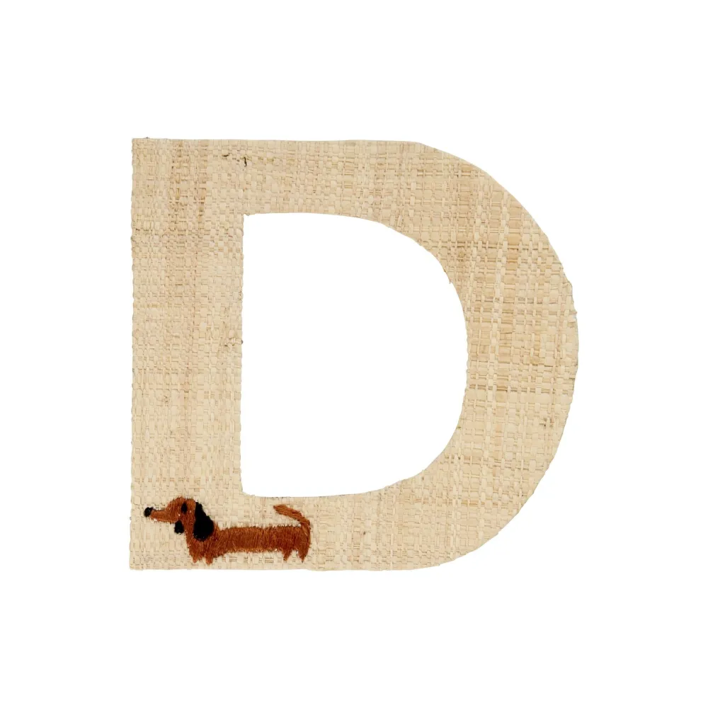 RICE Körbe-Raffia Buchstaben Sticker