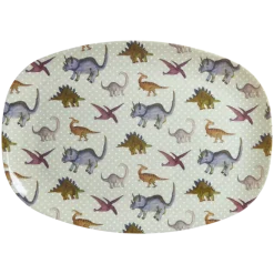 RICE Teller|Geschirr & Tischdeko Skandinavisch-Rechteckig Melamin Kinderteller New Dino Print