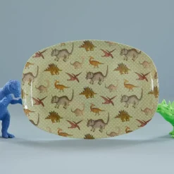 RICE Teller|Geschirr & Tischdeko Skandinavisch-Rechteckig Melamin Kinderteller New Dino Print