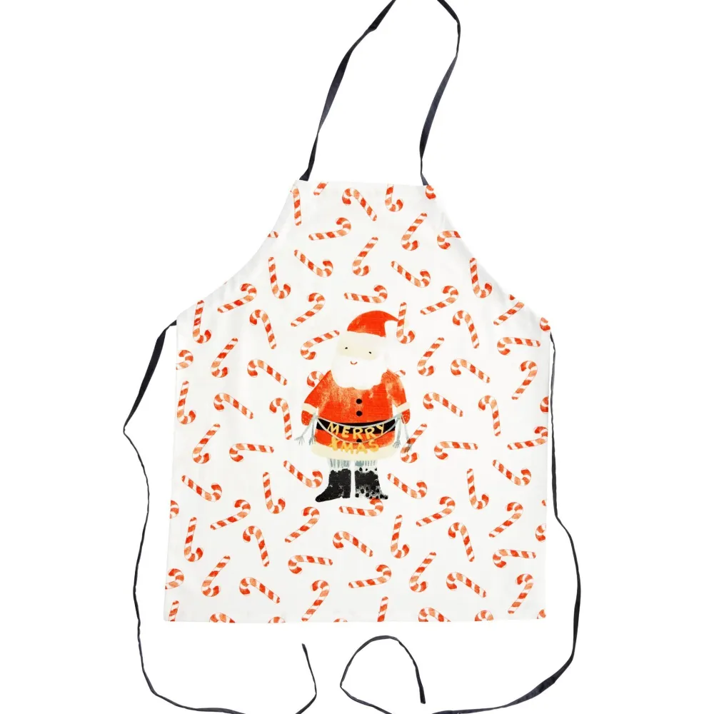 RICE Schürzen & Ofenhandschuhe|Weihnachtsdeko-Schürze Santa and Candy Cane aus Baumwolle